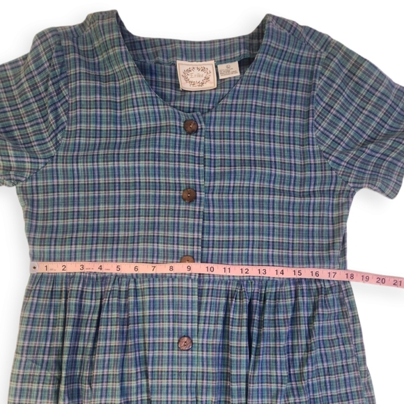 Vintage Modest Checkered Cotton Midi Dress - Picture 5 of 7